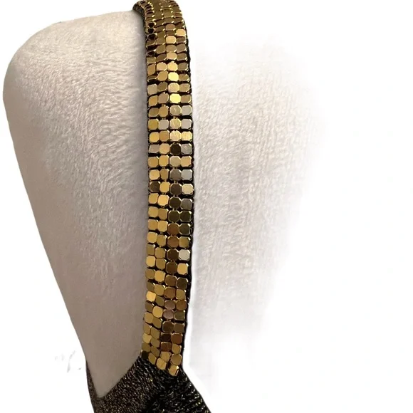 NWOT MICHELLE ANTONELLI womens M silk blend black metallic tank top - Picture 5 of 10